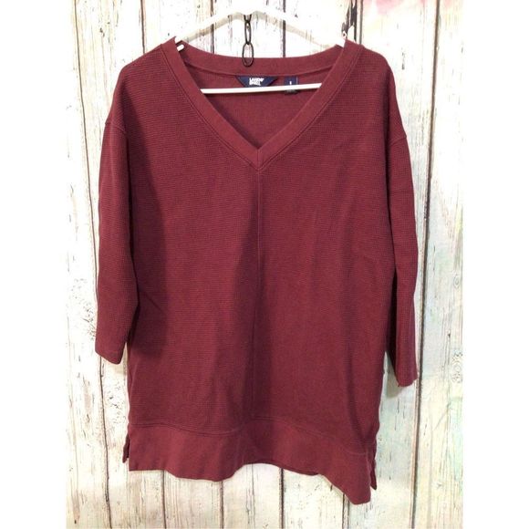 NEW Lands End Thermal Waffle Pattern Shirt Size Small Burgundy 💕 - Picture 10 of 12